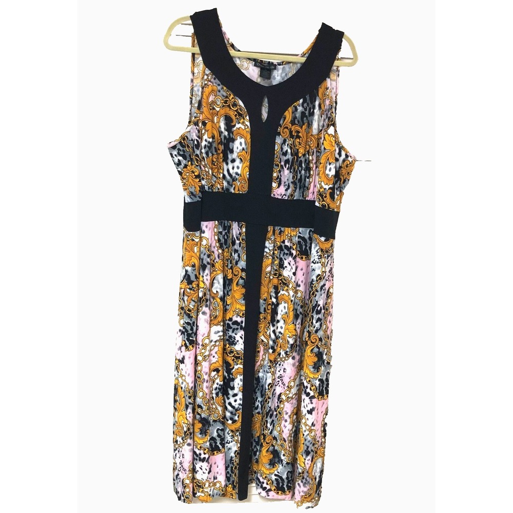 Dress Me Up Womens Maxi Dress Feminine Slinky Knit Gold Chains Floral Baroque 3X